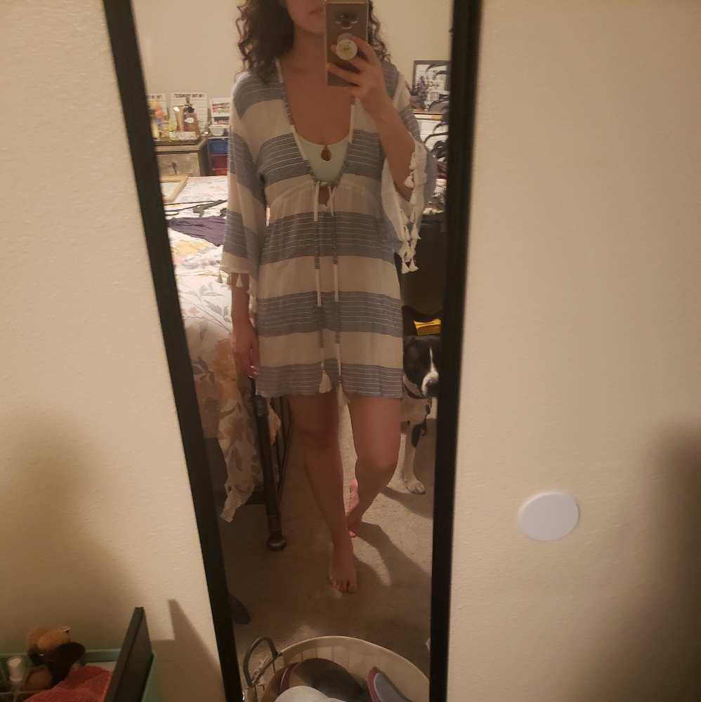 Striped beach cover up 🌻